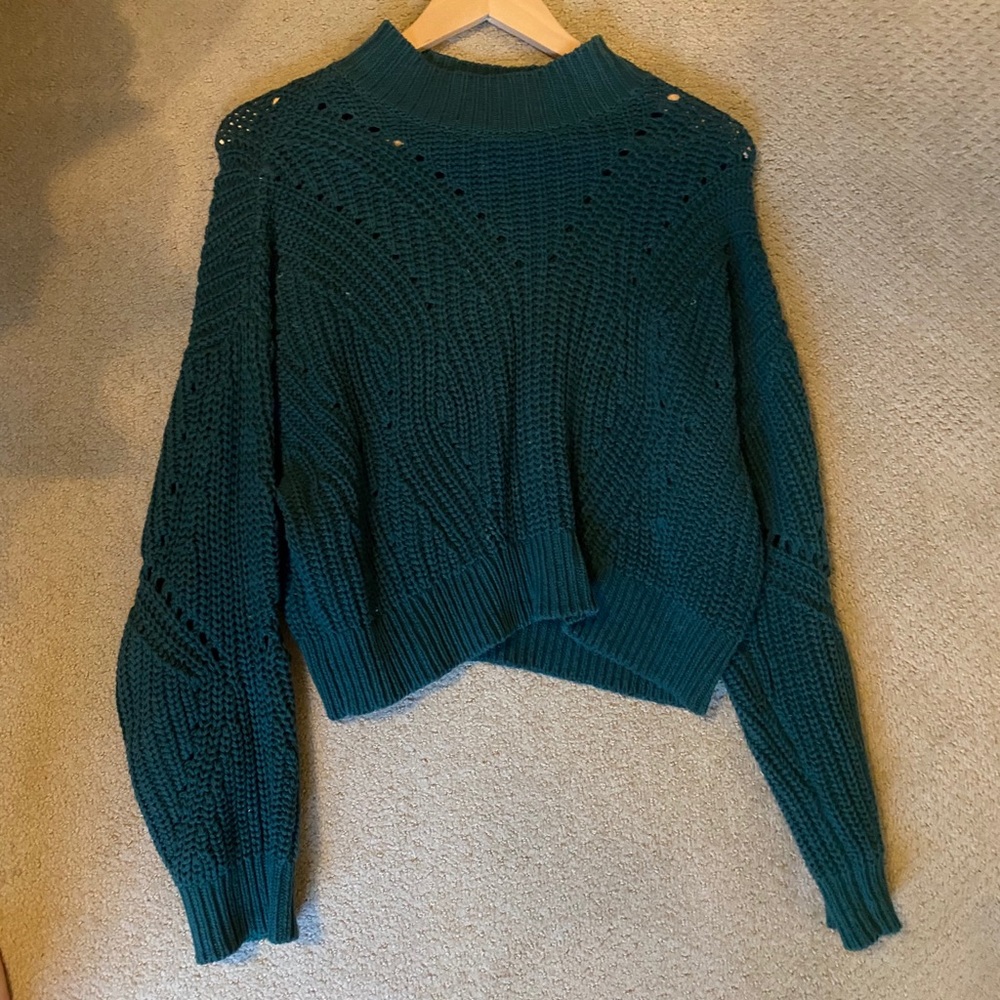 Teal Knit Mock Turtleneck